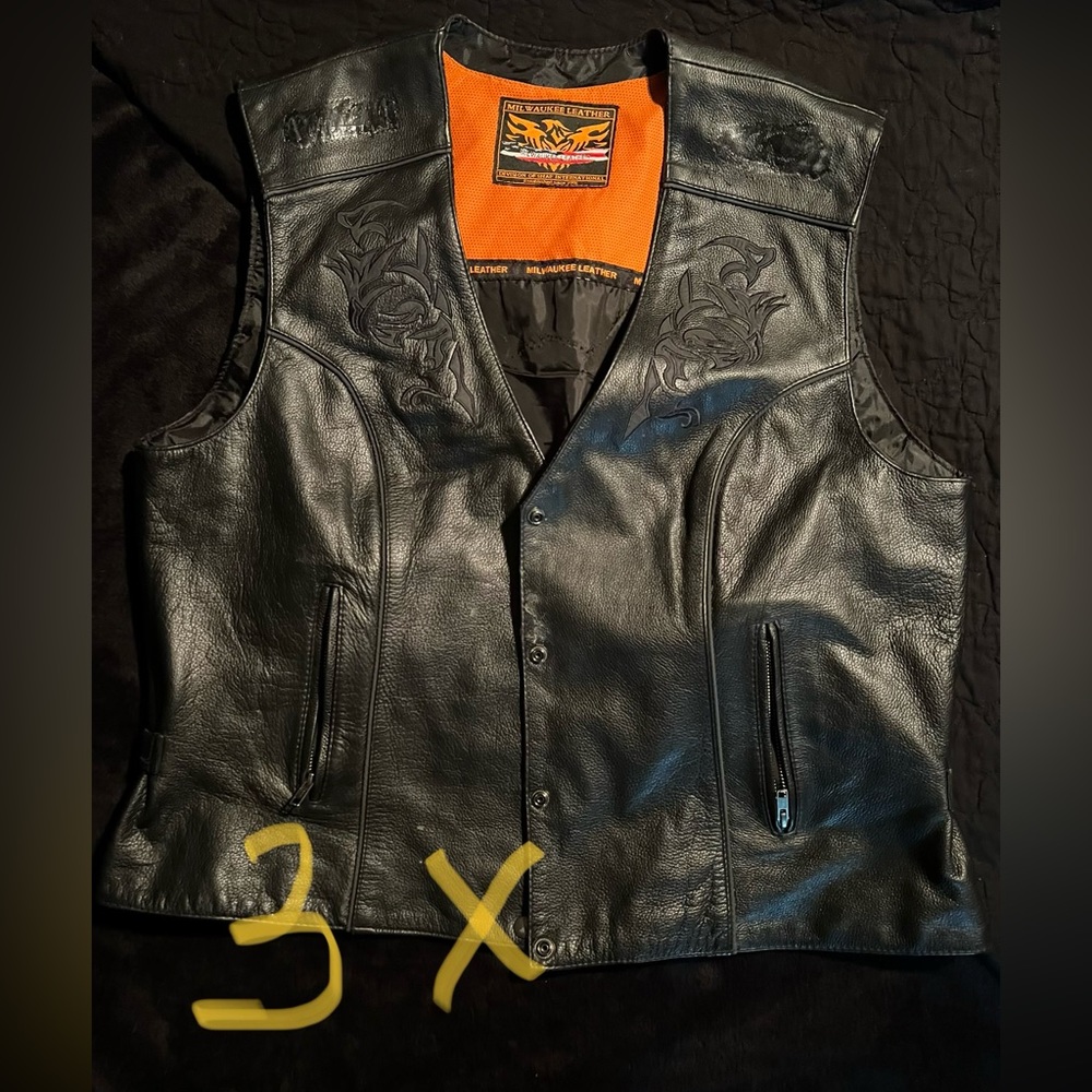 3X leather vest